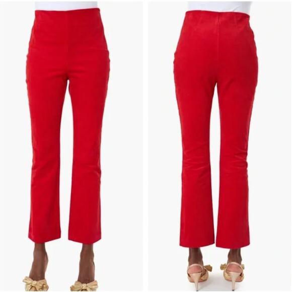 Tuckernuck Bright Red Corduroy Ashford Pants Side Zip Elastic Waist Womens Small - Picture 1 of 13